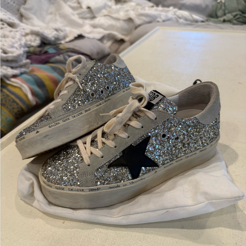 Golden Goose Silver Glitter Sneakers